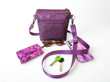 Load image into Gallery viewer, Purple vegan faux leather small crossbody bag for women
