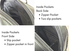 Load image into Gallery viewer, Handmade black vegan leather backpack purse for women - faux leather
