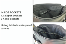 Load image into Gallery viewer, Black and metallic gold vegan faux leather small crossbody bag

