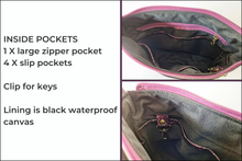 Load image into Gallery viewer, Vegan faux leather purple and black crossbody bag for women
