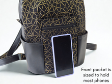 Load image into Gallery viewer, Handmade black vegan leather backpack purse for women - faux leather
