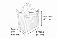 Load image into Gallery viewer, Brown vegan leather and olive green corduroy mini tote bag
