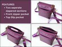 Load image into Gallery viewer, Purple vegan faux leather small crossbody bag for women

