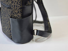 Load image into Gallery viewer, Handmade black vegan leather backpack purse for women - faux leather
