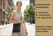 Load image into Gallery viewer, Black and metallic gold vegan faux leather small crossbody bag
