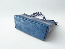 Load image into Gallery viewer, Blue Denim colored vegan faux leather small tote bag
