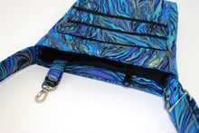 Load image into Gallery viewer, Blue marble fabric long crossbody bag for women with lots of pockets
