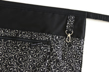Load image into Gallery viewer, Black half apron with pockets - zipper pocket utility apron for women
