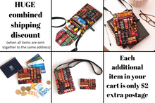 Load image into Gallery viewer, Phone bag for book lovers - small crossbody / shoulder bag book fabric
