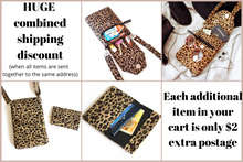 Load image into Gallery viewer, Phone bag in leopard / cheetah print fabric - grab and go bag

