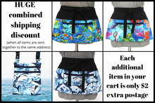 Load image into Gallery viewer, Teacher shark apron with pockets - six pocket apron with zipper pocket
