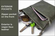 Load image into Gallery viewer, Olive green vegan leather small crossbody bag for women
