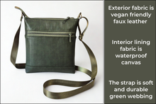 Load image into Gallery viewer, Olive green vegan leather small crossbody bag for women
