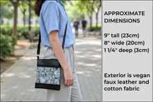 Load image into Gallery viewer, Gray, black, and metallic gold vegan leather small crossbody purse for women with pockets
