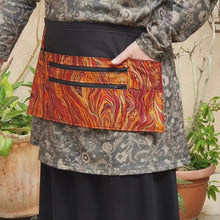 Load and play video in Gallery viewer, Orange marble two zipper market apron for vendor craft show
