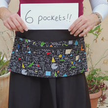 Load and play video in Gallery viewer, Half apron with zipper pocket for math teacher - geometry waist apron
