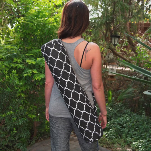 Handmade Yoga mat bag with zipper, green pink floral yoga mat carrier for women, yoga mat tote with zipper pocket, yoga bag, yoga gift idea