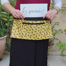 Load and play video in Gallery viewer, Honey bee half apron with six pockets for vendor teacher with zipper
