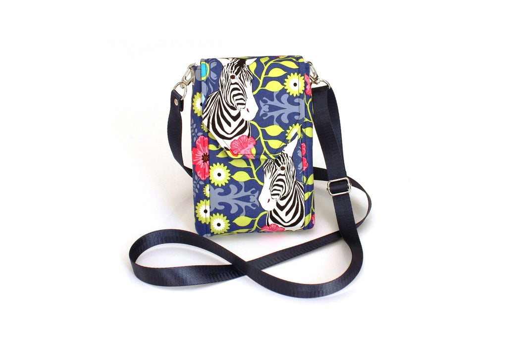 Zebra cell phone purse - phone bag - small crossbody / shoulder bag
