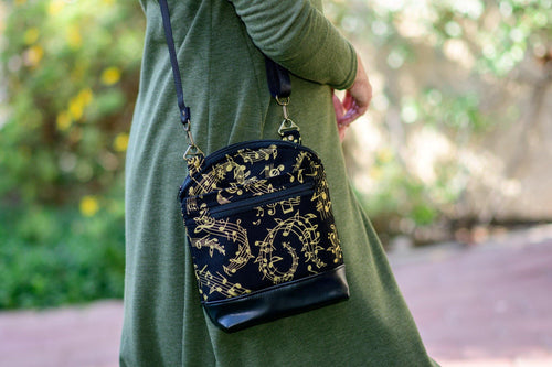 Black multi pocket small crossbody bag for women music lover - Tracey Lipman