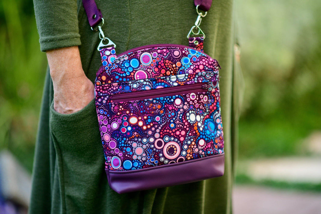 Purple multi pocket small crossbody bag for women - Tracey Lipman