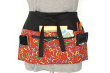 Load image into Gallery viewer, Alphabet teacher apron with pockets - abc half apron with zipper pocket
