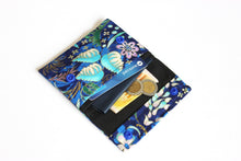 Load image into Gallery viewer, Blue fabric minimalist wallet - small wallet for credit cards and cash
