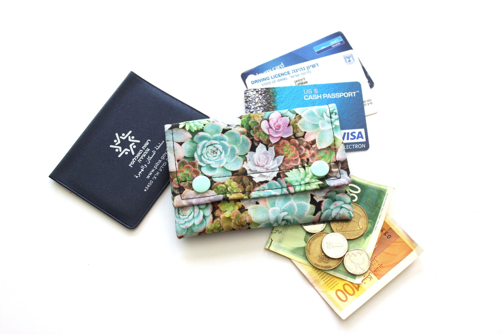 succulent wallet Succulent fabric small minimalist wallet