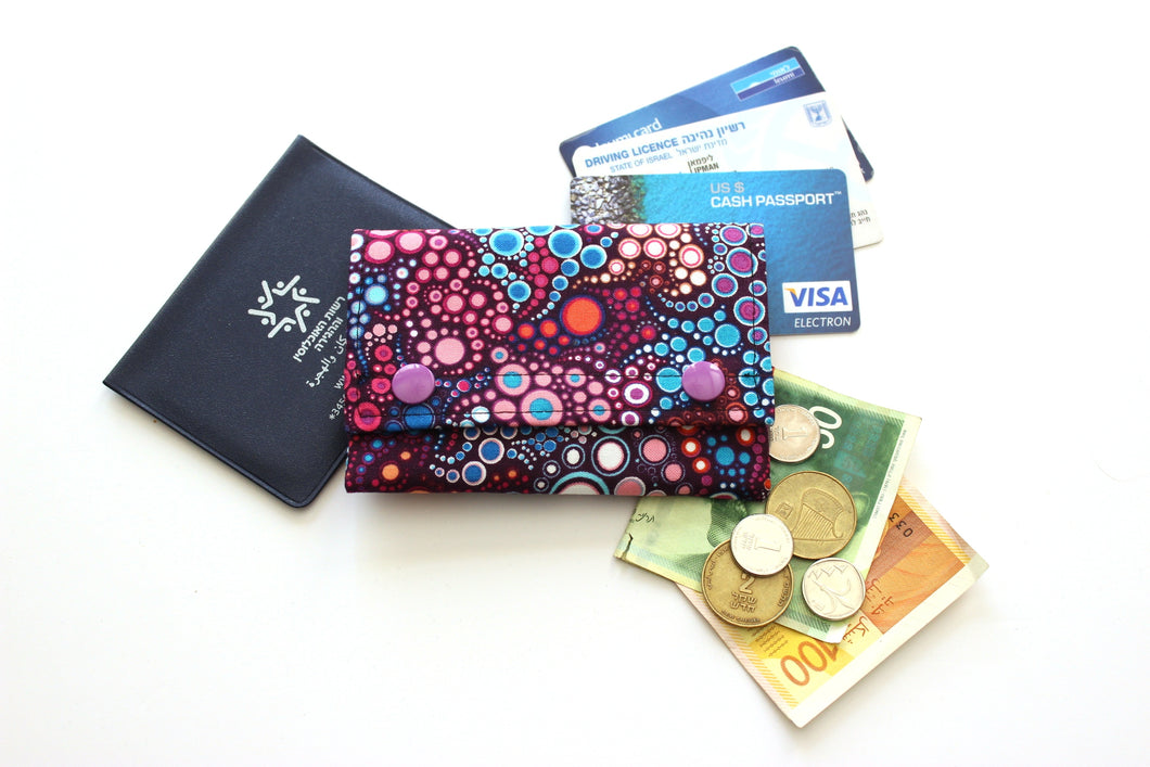 Minimalist wallet - vegan fabric small wallet for cards coins and cash