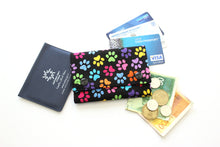 Load image into Gallery viewer, Rainbow paws fabric small minimalist wallet - gift for dog lovers
