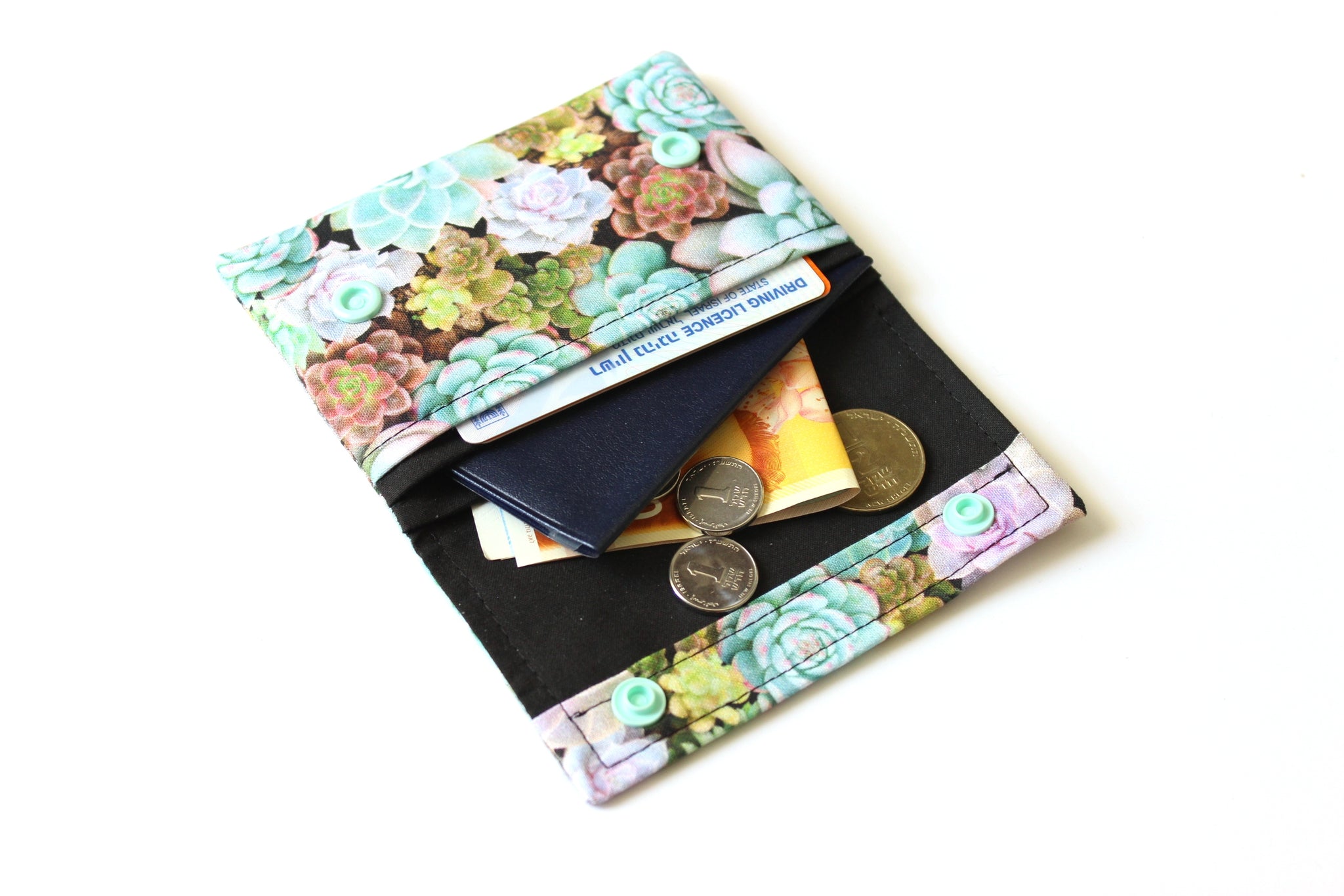 succulent wallet Succulent fabric small minimalist wallet