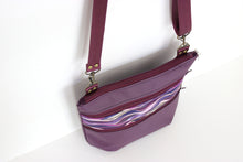Load image into Gallery viewer, Purple faux leather purse - crossbody / shoulder bag - lots of pockets
