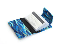 Load image into Gallery viewer, Blue fabric loyalty and credit card holder wallet for women
