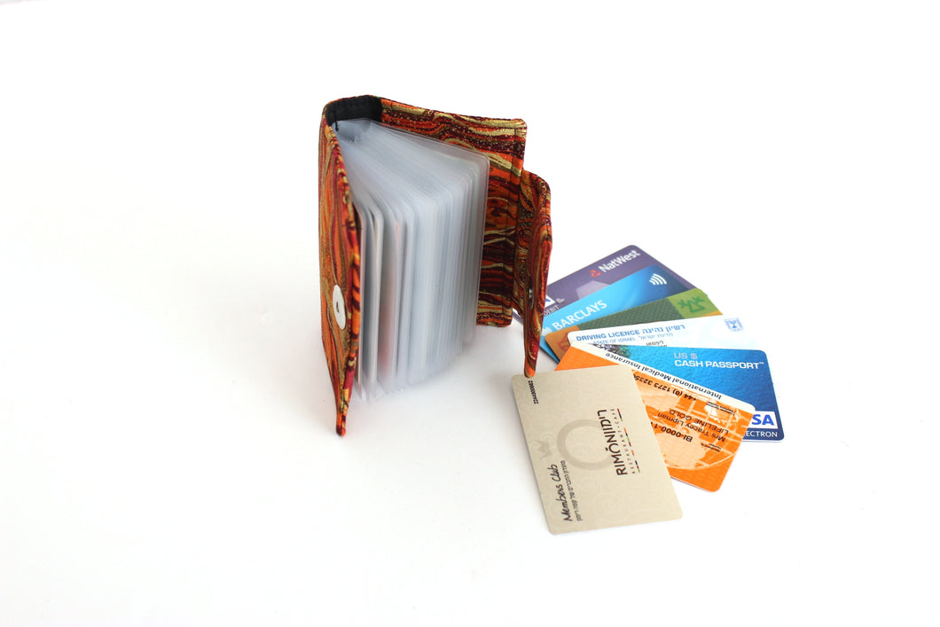 Orange marble fabric loyalty and credit card holder wallet for women