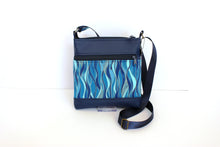 Load image into Gallery viewer, Blue vegan leather small crossbody purse - minimalist zipper purse
