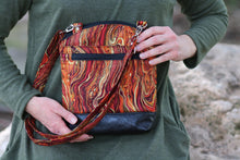Load image into Gallery viewer, Burnt orange burgandy gold multi pocket small crossbody bag for women - Tracey Lipman
