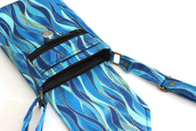 Load image into Gallery viewer, Crossbody cell phone purse - blue turquoise gold grab and go phone bag - Tracey Lipman
