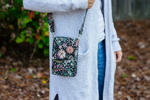 Load image into Gallery viewer, Cell phone purse - small crossbody bag - phone bag - gray floral
