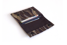 Load image into Gallery viewer, Small minimalist wallet - black gold silver fabric mini slim wallet
