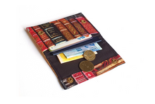 Load image into Gallery viewer, Book print fabric minimalist wallet - small wallet gift for reader
