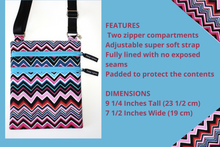 Load image into Gallery viewer, Small crossbody bag - pink and blue chevron fabric phone bag - Tracey Lipman
