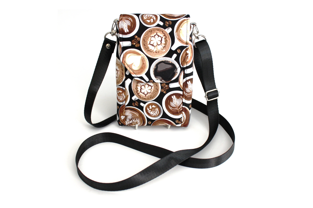 Minimalist crossbody cell phone bag - coffee lover gift