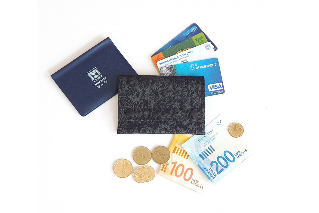 Black fabric small minimalist wallet - card holder wallet for women