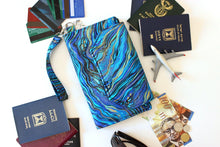Load image into Gallery viewer, Family Passport Holder - Family Travel Wallet - Fabric Passport Wallet for women - Travel Document Holder - multiple passport holder - blue
