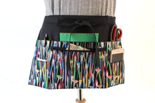 Load image into Gallery viewer, teacher apron with pockets - half apron with zipper pocket - vendor apron - waist apron - craft apron - 6 pocket apron - utility apron
