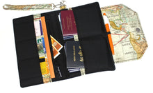 Load image into Gallery viewer, Family Passport Holder - Family Travel Wallet - World Map Travel Organizer - map print Passport Case  Passport Cover - large passport wallet
