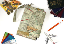 Load image into Gallery viewer, Family Passport Holder - Family Travel Wallet - World Map Travel Organizer - map print Passport Case  Passport Cover - large passport wallet
