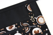 Load image into Gallery viewer, half apron with pockets, coffee cup waitress apron for women, server apron, teacher apron, vendor apron with zipper pocket, waist apron
