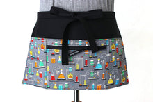 Load image into Gallery viewer, gift for science teacher apron with zipper pocket - half apron with pockets - vendor apron - utility apron - science geek gift - waist apron
