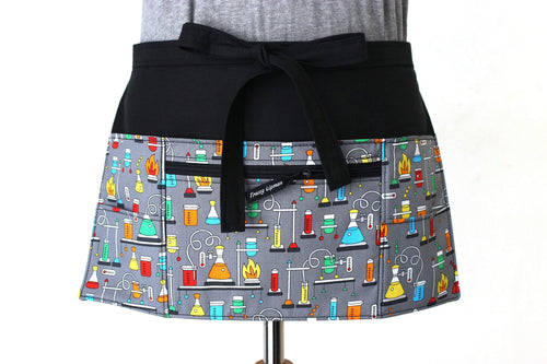 gift for science teacher apron with zipper pocket - half apron with pockets - vendor apron - utility apron - science geek gift - waist apron